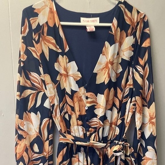 Flying Tomato Floral Maxi Dress - Navy and Peach - Picture 2 of 6